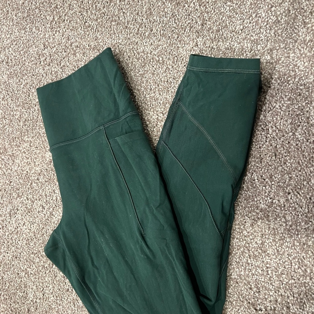 Athleta Forest Green Mesh Tights